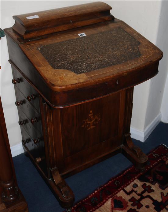 A Victorian walnut davenport, 55cm high